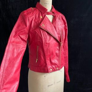 Vintage 90s red faux leather jacket